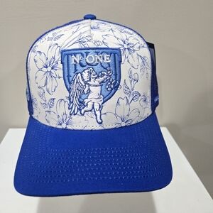 Blue and White Floral Trucker Hat